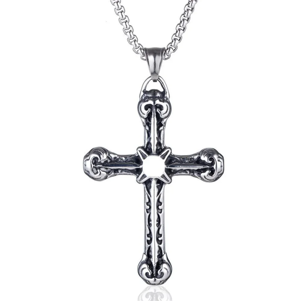 ❤️Fashion trend retro cross pendant Christian necklace for women/men, N90201P194